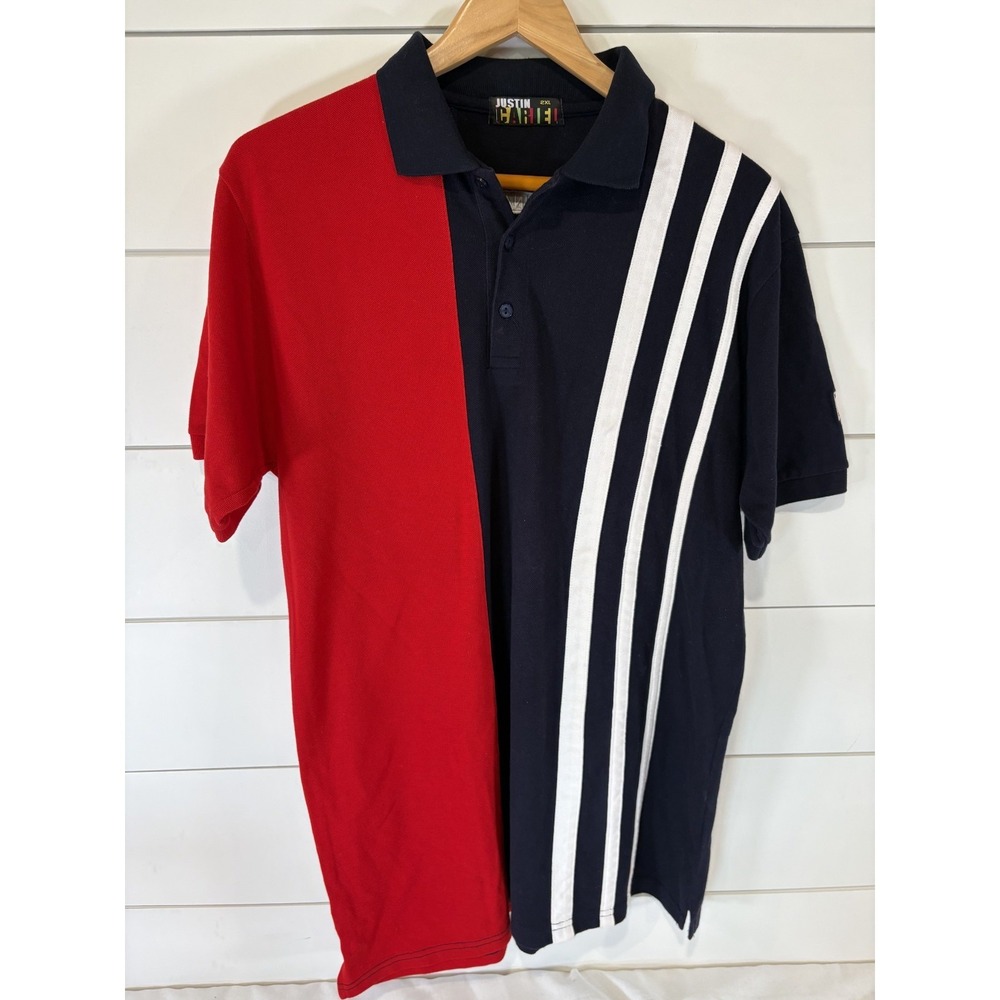 Men's Justin Cariel Polo Philippines Red White Blue Stripes Short Sleeve 2XL